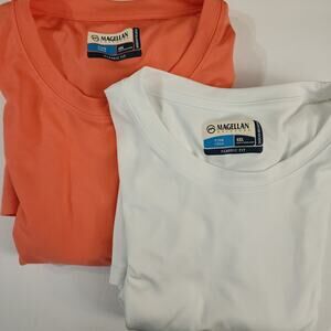 Magellan Fishing Shirts Long Sleeve Pullovers 2 Shirt Bundle 4XL Orange, White